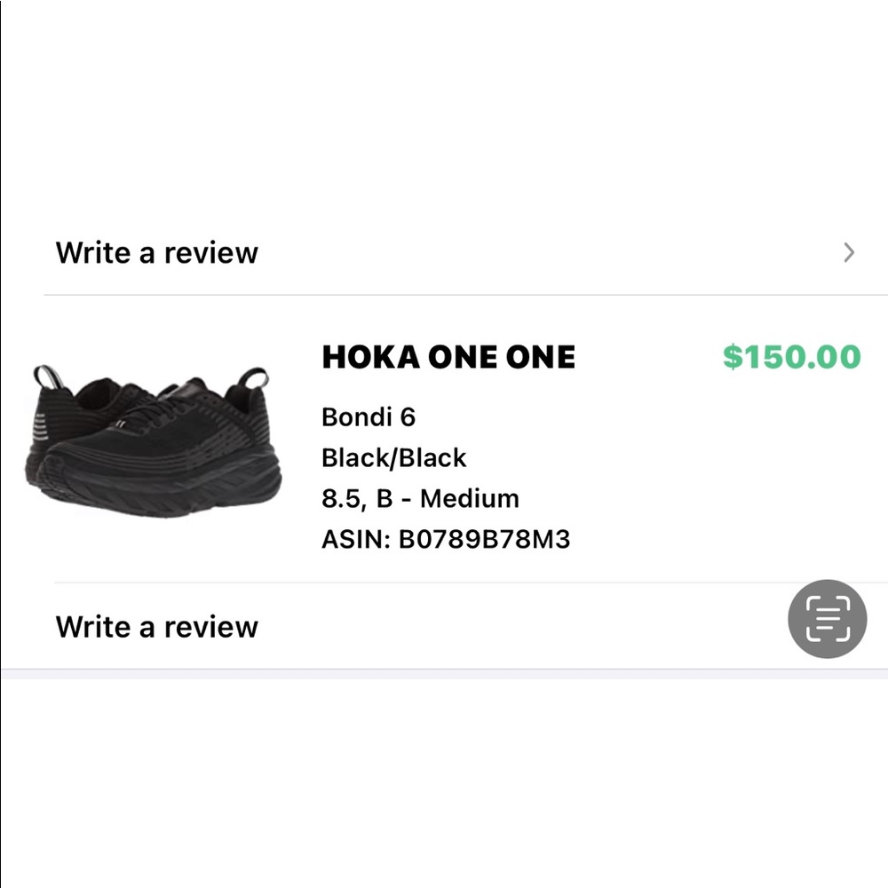 Hoka One One BLACK tennis shoe. Size 8.5